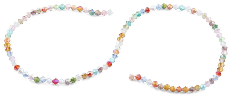4mm Rainbow Faceted Bicone Crystal Beads