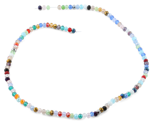 4mm Rainbow Faceted Rondelle Crystal Beads