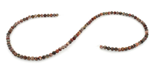 4mm Red Leopard Skin Jasper Round Gem Stone Beads