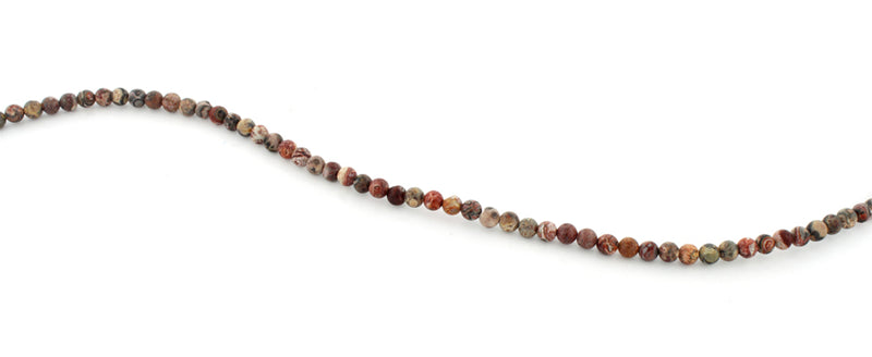 4mm Red Leopard Skin Jasper Round Gem Stone Beads