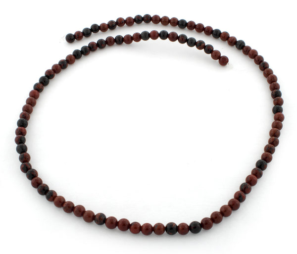 4mm Round Mahogany Obsidian Gem Stone Beads