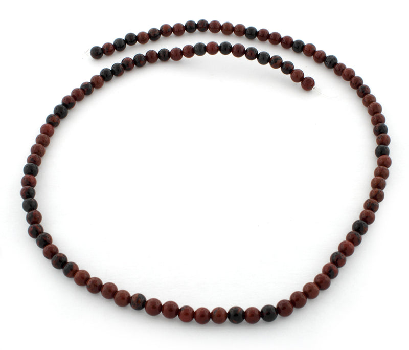 4mm Round Mahogany Obsidian Gem Stone Beads
