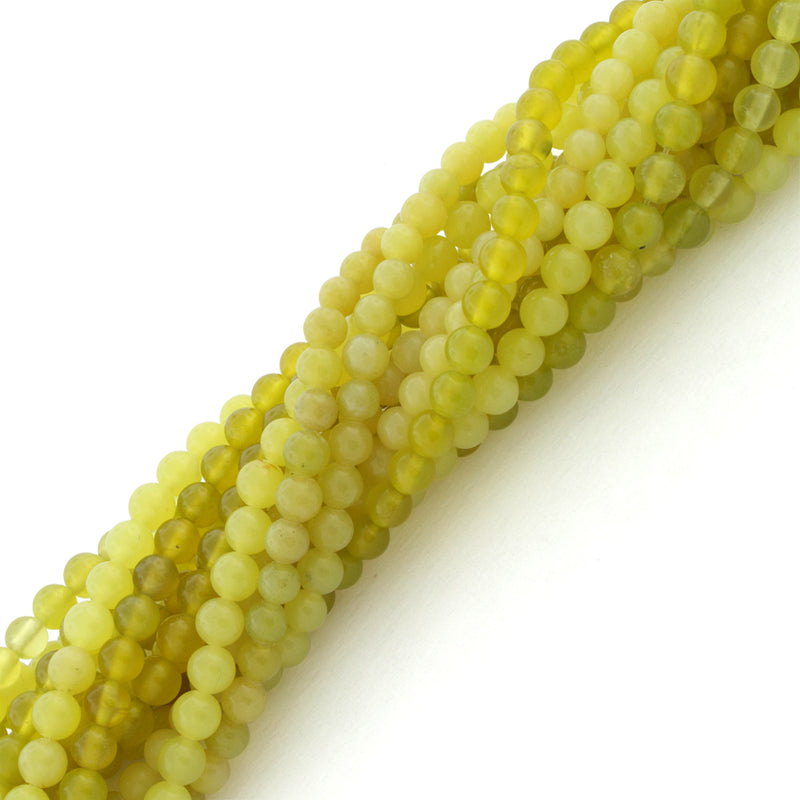 4mm Round Olive Jade-Korea Gem Stone Beads