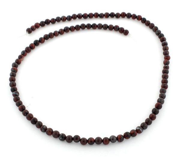 4mm Round Red Tiger Eye Gem Stone Beads