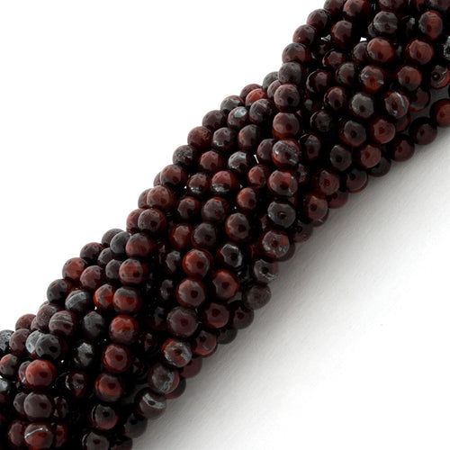 4mm Round Red Tiger Eye Gem Stone Beads
