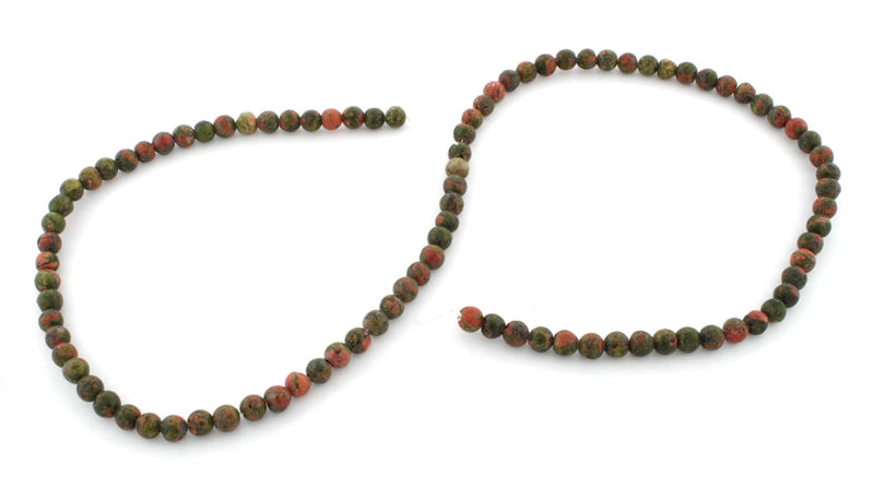 4mm Round Unakite Gem Stone Beads