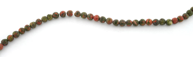 4mm Round Unakite Gem Stone Beads