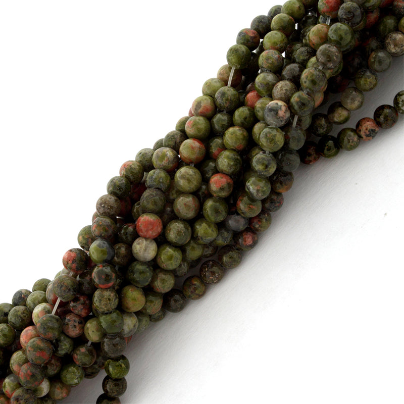 4mm Round Unakite Gem Stone Beads