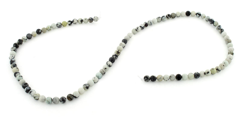 4mm Round White Turquoise Jasper Gem Stone Beads