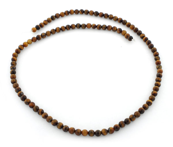 4mm Round Yellow Tiger Eye Gem Stone Beads