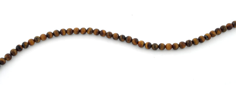 4mm Round Yellow Tiger Eye Gem Stone Beads