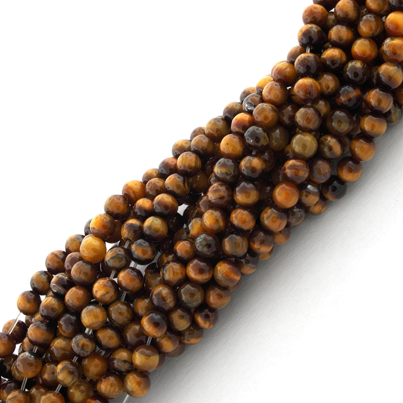 4mm Round Yellow Tiger Eye Gem Stone Beads