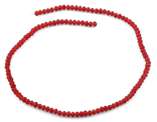 4mm Scarlet Faceted Rondelle Glass Beads