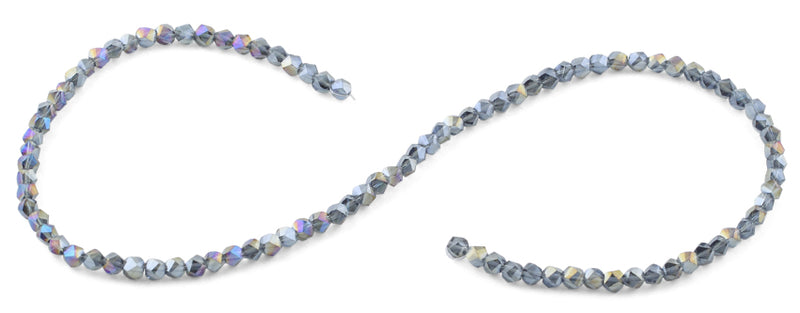4mm Smoke Grey Twist Round Faceted Crystal Beads