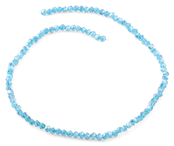 4mm Teal Twist Round Faceted Crystal Beads