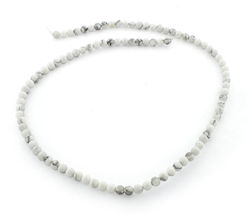 4mm White Howlite Gem Stone Beads