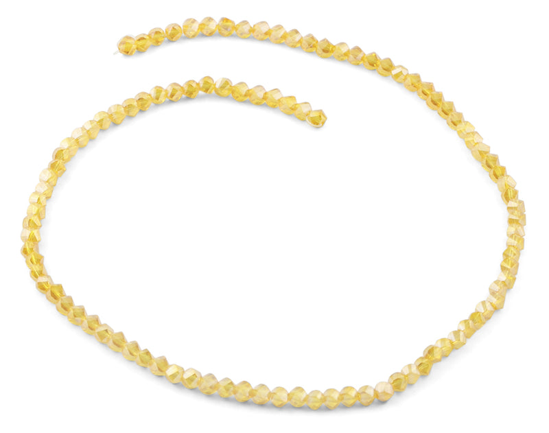 4mm Yellow Twist Round Faceted Crystal Beads