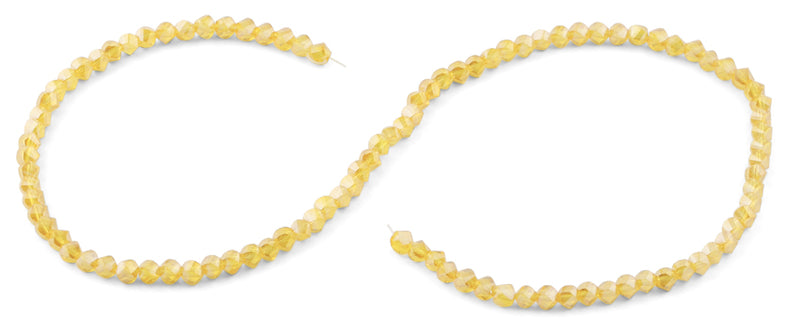 4mm Yellow Twist Round Faceted Crystal Beads