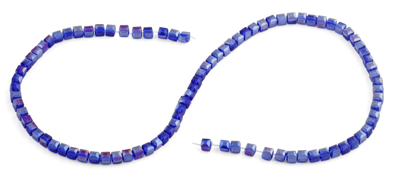 4x4mm Blue Square Faceted Crystal Beads