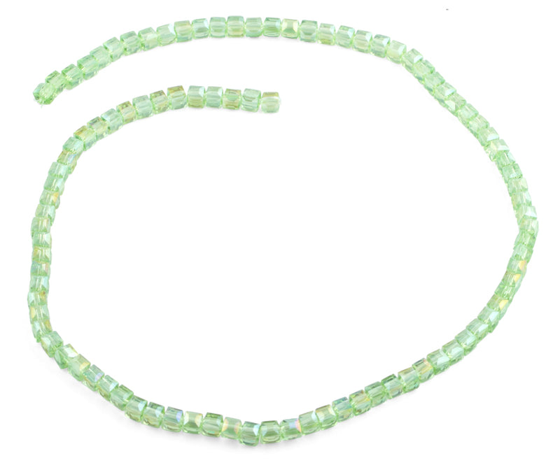 4x4mm Green Square Faceted Crystal Beads