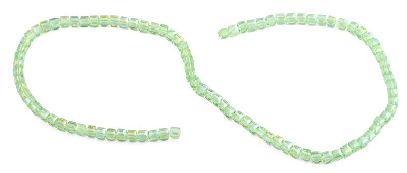 4x4mm Green Square Faceted Crystal Beads