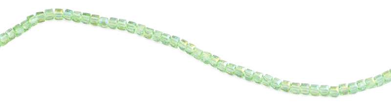 4x4mm Green Square Faceted Crystal Beads