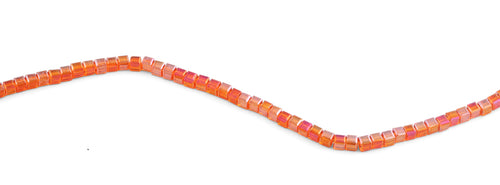 4x4mm Orange Square Faceted Crystal Beads