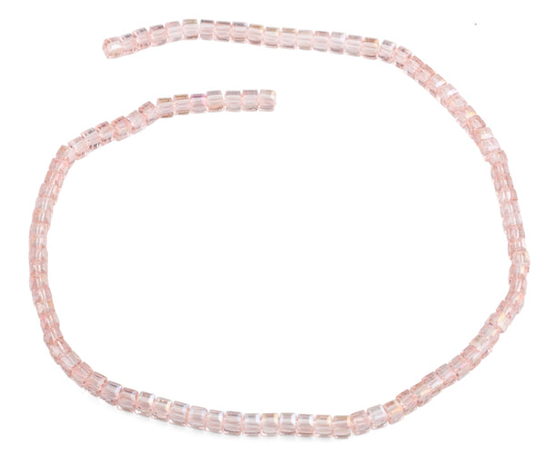 4x4mm Pink Square Faceted Crystal Beads