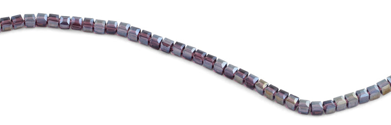 4x4mm Purple Square Faceted Crystal Beads