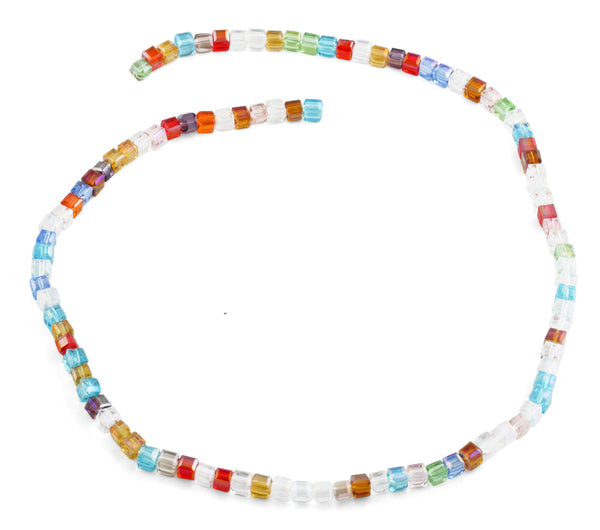 4x4mm Rainbow Square Faceted Crystal Beads