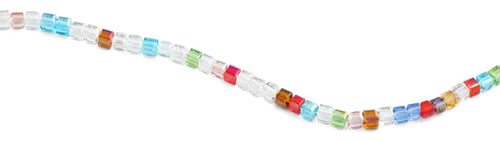 4x4mm Rainbow Square Faceted Crystal Beads
