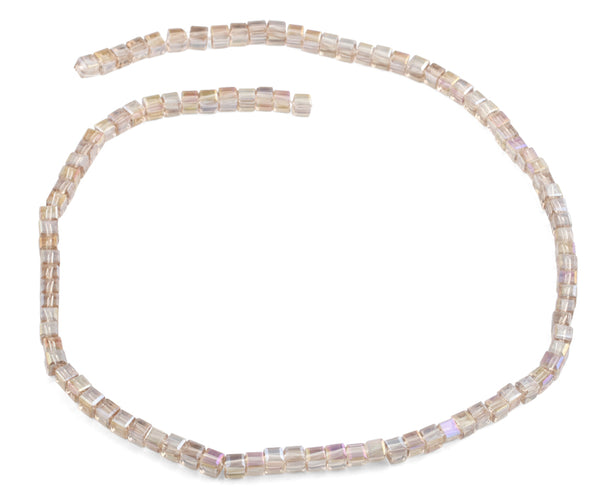 4x4mm Vintage Pink Square Faceted Crystal Beads