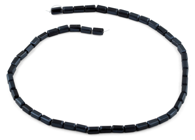 4x8mm Black Rectangle Faceted Crystal Beads