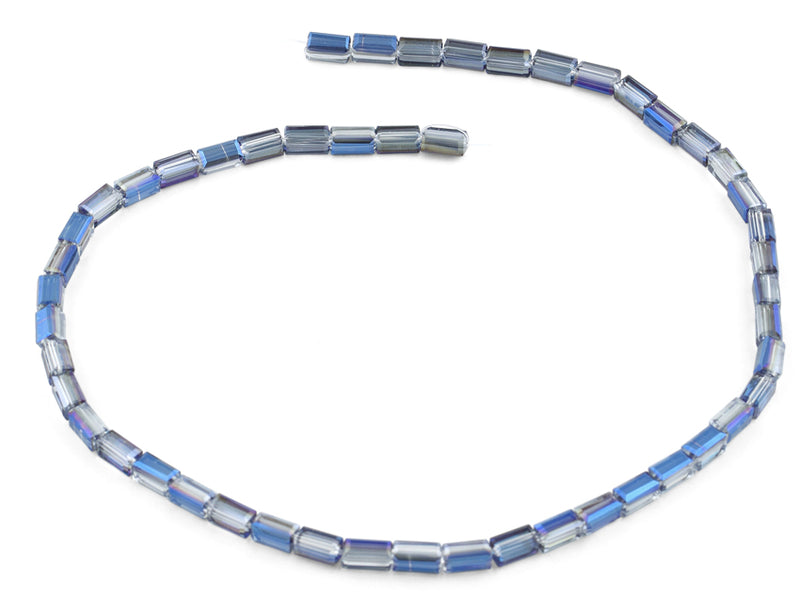 4x8mm Blue Rectangle Faceted Crystal Beads