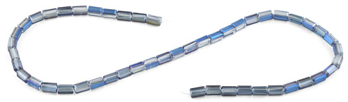 4x8mm Blue Rectangle Faceted Crystal Beads