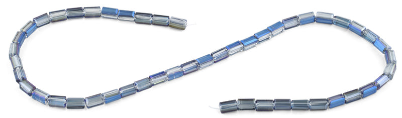 4x8mm Blue Rectangle Faceted Crystal Beads