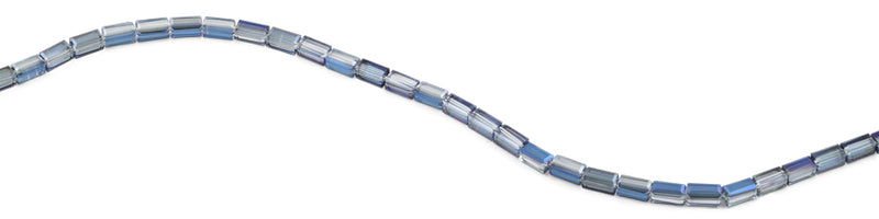4x8mm Blue Rectangle Faceted Crystal Beads