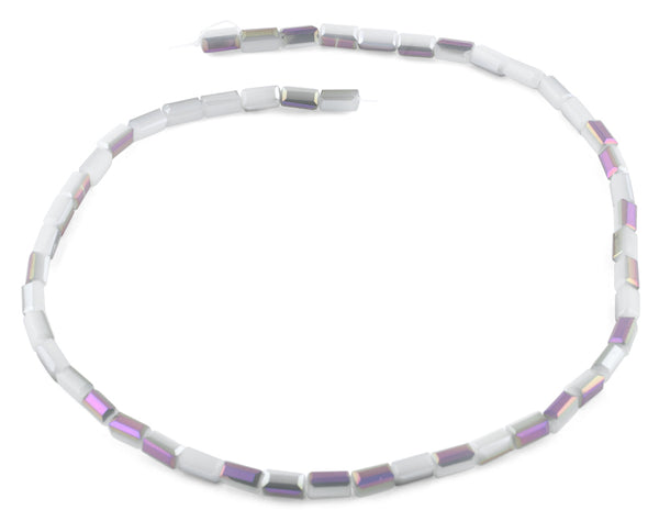 4x8mm Grey and Purple Rectangle Faceted Crystal Beads