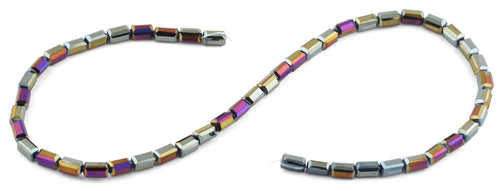 4x8mm Metallic Purple Rectangle Faceted Crystal Beads