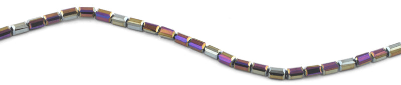 4x8mm Metallic Purple Rectangle Faceted Crystal Beads
