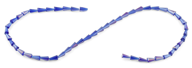 4x8mm Navy Blue Cone Faceted Crystal Beads