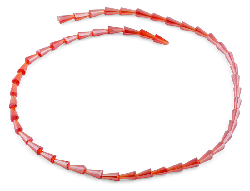 4x8mm Red Cone Faceted Crystal Beads