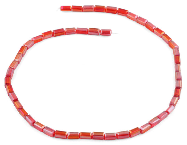 4x8mm Red Rectangle Faceted Crystal Beads