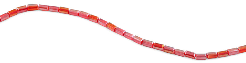 4x8mm Red Rectangle Faceted Crystal Beads