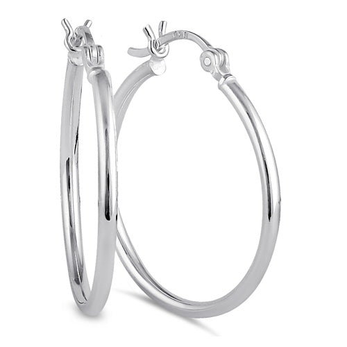 Sterling Silver 2.0MM x 30MM Hoop Earrings