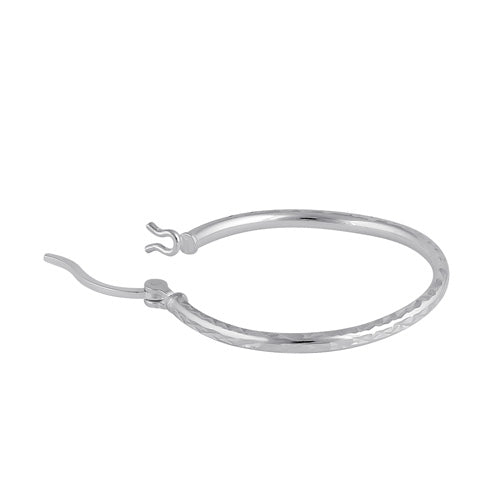 Sterling Silver 2.0MM x 30MM Textured Hoop Earrings