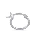 Sterling Silver 1.5MM x 15MM Textured Hoop Earrings