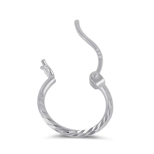 Sterling Silver 1.5MM x 15MM Textured Hoop Earrings