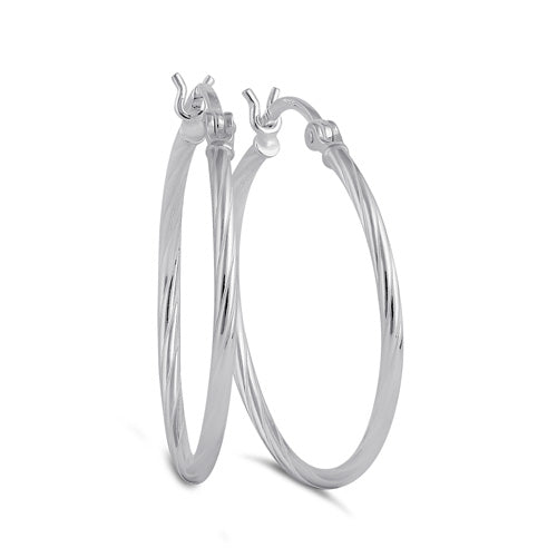 Sterling Silver 2.0MM x 25MM Rope Hoop Earrings