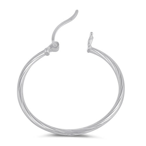 Sterling Silver 2.0MM x 25MM Rope Hoop Earrings